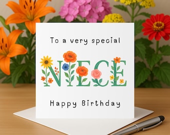 Niece birthday card happy birthday card for niece birthday card for an amazing niece on her birthday lovely niece floral card