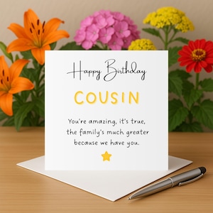 Cousin happy birthday card for cousin card for happy birthday to my cousin card yellow heart personalised card for cousin