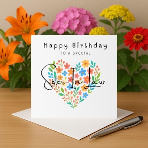 Sister-in-law birthday card happy birthday for sister in law card happy birthday to a sister-in-law birthday floral card sisterinlaw