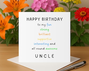 Tarjeta Divertida Con Texto En Inglés "Thank You For Being My Uncle", Para El Día Del