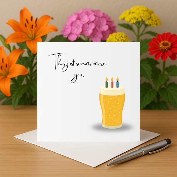 Larger birthday card for beer lover funny beer birthday card pint card for larger lover beer birthday card beer birthday card
