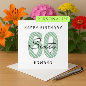 60th Birthday card happy 60th birthday card personalised 60 birthday card for friend brother uncle dad grandad sixty birthday card