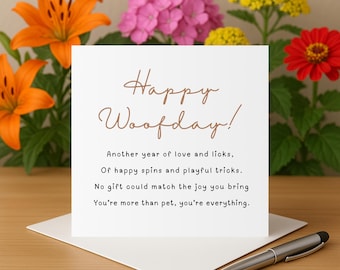 Geburtstagskarte für Hund Happy woofday Karte Hundekarte Geburtstagskarte Hund Geburtstagskarte Hund gedicht woofday Karte Geschenk für Hund