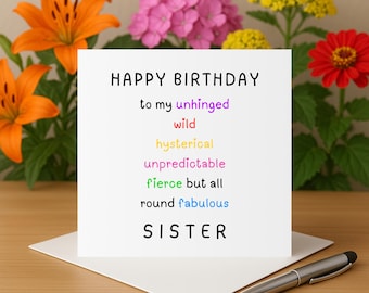 Funny sister birthday card happy birthday sister card happy birthday to a fabulous sister birthday sister card for birthday