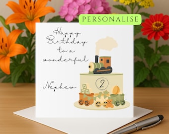 Personalised birthday card 1st 2nd 3rd 4th 5th 6th birthday card train theme card for son grandson nephew friend brother birthday card