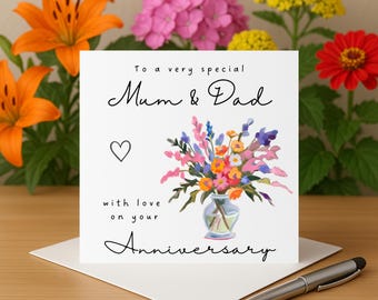 Anniversary card for mum and dad on wedding anniversary for mum and dad card personalised anniversary card mum and dad card