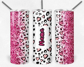 Pink Mama Tumbler glitter leopard colorful, skinny straight 20oz 30oz, 2 File Tumbler | Sublimation Design PNG Digital Download