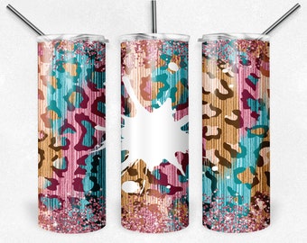 Tumbler glitter leopard colorful, skinny straight 20oz 30oz, 2 File Tumbler | Sublimation Design PNG Digital Download