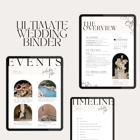 WEDDING BINDER Template | 200+ Page Wedding Planner: Bridal Organizer, Itinerary, Checklists, Seating Chart