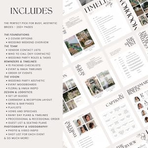 Best Wedding Planner Digital Printable - Comprehensive wedding planning kit with timelines, checklists, packing lists, floor plans, set-up guides, shot lists, contact info, and mood boards. Ideal for organising your wedding or as an engagement gift for a bride-to-be. Complete wedding binder.
