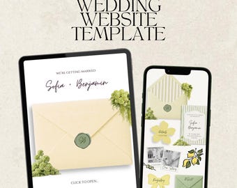 ウェディングウェブサイト + デジタルSave the Dateテンプレート | Lemon Yellow Italy (Canva、デジタルダウンロード) | 008