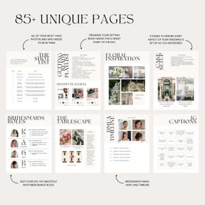 Ultimate wedding day binder designed for multi-event weddings. Features alternative title page templates, detailed event breakdowns, timeline templates, and space for customizable content. A stylish and easy-to-use Canva template for your wedding