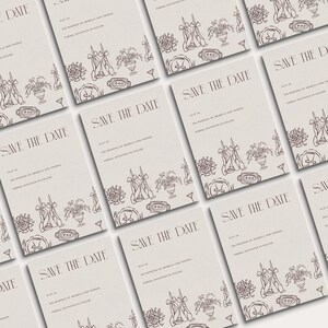 Whimsical hand-drawn save the date invitation featuring a romantic candlelit tablescape illustration and elegant serif fonts for a modern meets vintage vibe. Perfect for wedding invitations, rehearsal dinner, or the night before events.