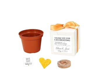 GIFTS TO GROW!  Fun Little Sustainable Flower Seed Garden Kits, Set of 12 Personalized Wedding Favors, Unique Party Gifts for Adults & Kids