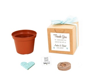 Garden Wedding Favor Grow Kits,  Personalized Plantable Flower Seed Heart, Small Gift for Adults & Kids, , Made in Texas - Set of 12