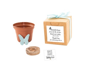 12 Flower Garden Grow Kits with Fun Plantable Butterfly Shape, Personalized for Weddings, Bridal Showers, Anniversaries, Made in Texas