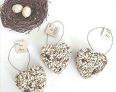 50 Heart Bird Seed Favors - wedding favors, custom favor tags personalized table display sign handmade by Nature Favors