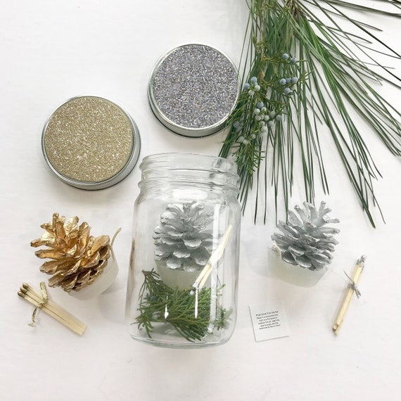 Sparkling Silver & Gold Winter Wedding Favors - Pine Cone Fire Starter Kits-Unique Bridal Shower Favor-Elegant Wedding Decor-Corporate Gift Il_570xn