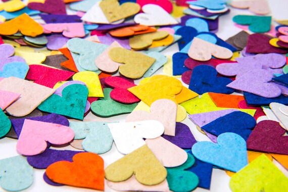 100 Plantable Seed Paper Hearts - diy wedding favors, place cards, save the date cards, creative invitations Il_570xn