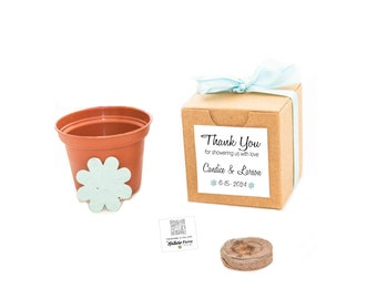 12 Personalized Wedding Themed Flower Garden Grow Kit Gifts, Bride & Groom Thank You Gift for Guests, Bridal Shower Favor