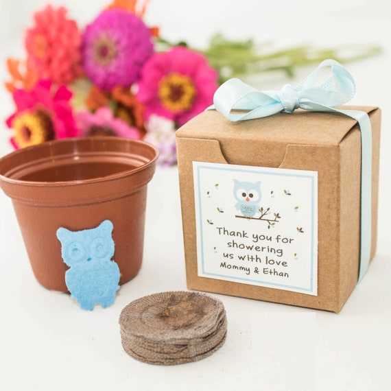 Baby Owl Baby Shower Favor Mini Flower Garden Gift Set - Personalized Plantable Seed Paper Owl for Boy, Girl & Gender Neutral Baby Showers Il_570xn