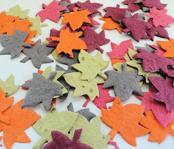 Fall Leaf Seed Paper DIY Wedding Favors Table Decorations (Pack of 100) Il_570xn