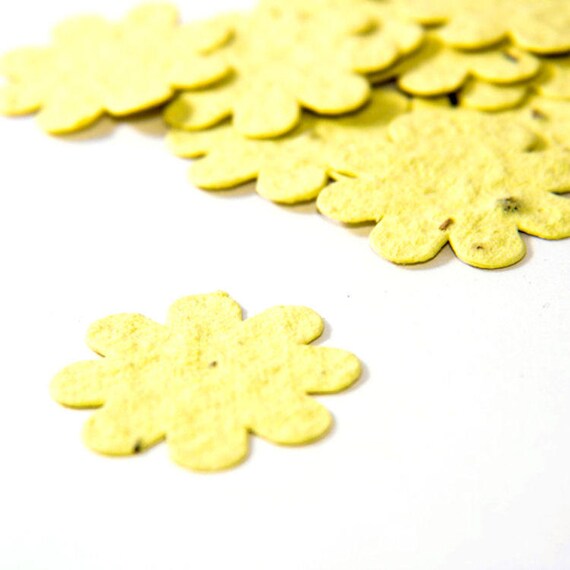200 Light Yellow Seed Paper Flower Confetti diy wedding favors, place cards, save the date cards creative invitations by Nature Favors Il_570xn
