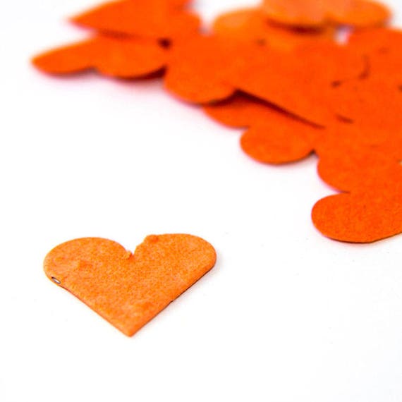 100 Orange Seed Paper Hearts "Let Love Grow" Eco Wedding Favor Table Decoration Bridal Shower Favor Thank You Cards Invitation Party Favor Il_570xn