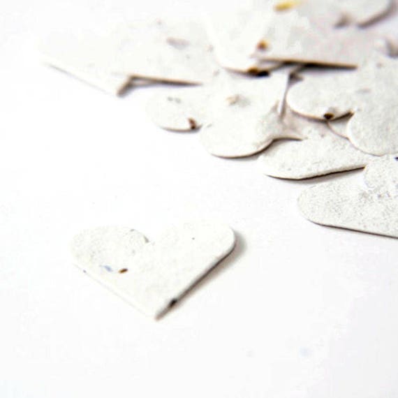 100 White Seed Paper Hearts "Let Love Grow" Eco Wedding Favor Table Decoration Bridal Shower Favors Thank You Cards Invitations Party Favors Il_570xn