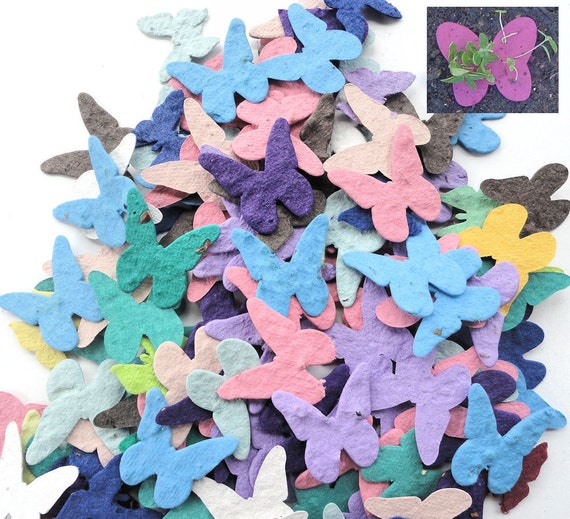 100 Plantable Seed Paper Butterflies - diy wedding favors, place cards, save the date cards, creative invitations Il_570xn