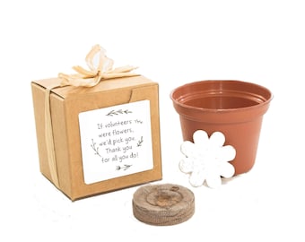 Volunteer Appreciation Gift, Small Flower Garden Planter Grow Kit Thank You Gift, Sustainable Employee Gift, Parent Volunteer Thank You Gift