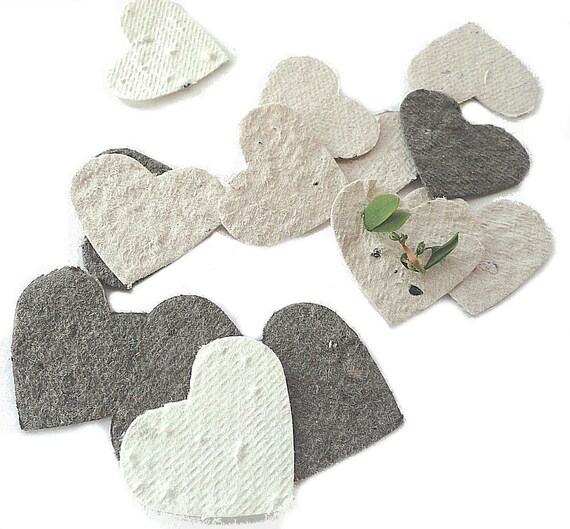 Seed Paper Hearts - cream, white, ivory, brown diy wedding favors, place cards, save the date cards, creative invitations Il_570xn