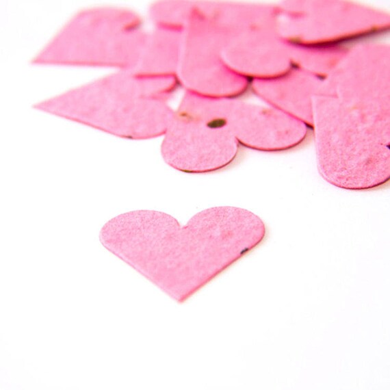 100 Pink Seed Paper Hearts "Let Love Grow" Fun Eco Wedding Favor Table Decoration Bridal Shower Favor Thank You Card Invitation Party Favor Il_570xn