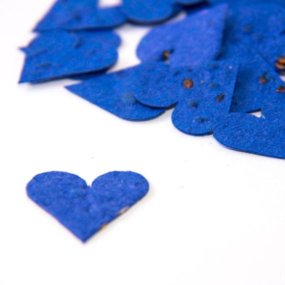 200 Royal Blue Seed Paper Hearts "Let Love Grow" Wedding Favor Table Decoration Bridal Shower Favor Thank You Cards Invitation Party Favor Il_570xn