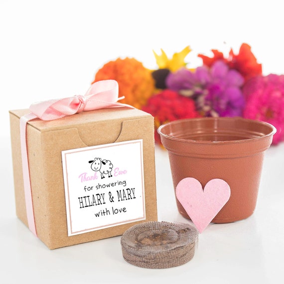 Thank Ewe Lamb Baby Shower Favor - Seed Paper Heart Grow Kit Personalized Baby Shower Favors for Baby Boy, Girl or Gender Reveal Baby Shower Il_570xn