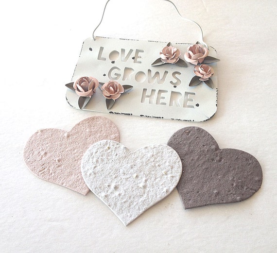 Large Plantable Seed Paper Hearts - diy wedding favors, place cards, save the date cards, creative invitations, thank you cards Il_570xn