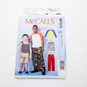 McCall's M7379 sewing pattern: Boys tops, shorts and pants (size CHJ 7-8-10-12-14)