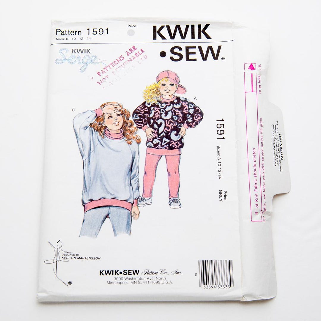 Vintage Kwik Sew 1591 Sewing Pattern: Girls Top and Tights (sizes