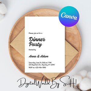 Birthday Dinner Printable Invitation, Birthday Dinner Invite, Adult Birthday Invite, Digital Download, Instant Download