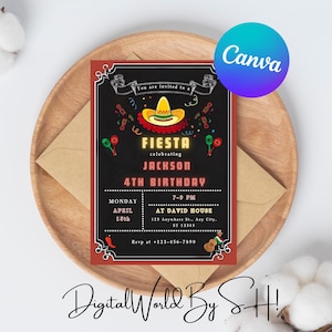 Fiesta Invitation | Mexican Fiesta Theme | Mexican Floral Birthday Invite | Print Or Text | Mexican Theme Invitation | Editable Invitation