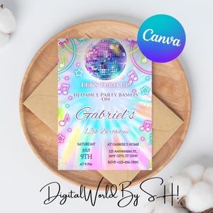 Editable Pop Star Birthday Party Invitation Neon Glow Party Like A Popstar Birthday Party Neon Glow Singing Music Party Instant Download