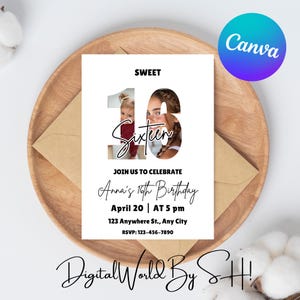 Sweet 16th Electronic Invite, Sweet Sixteen Birthday Invitation, Birthday Invitation, Digital Invitation Template, Printable Invitation