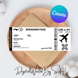 Printable Boarding Pass Gift | Airline Ticket | Surprise Gift | Vacation Surprise Gift | Editable Boarding Pass | Travel Memory Gift