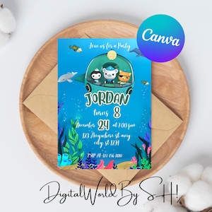 Editable Octonauts Birthday Invitation Printable Octonauts Kids Birthday invite Kids party Template Invite in Canva Instant Download