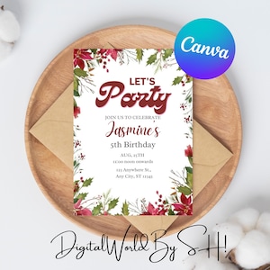 Editable Floral 1st Birthday Invite, Wildflower Birthday Party Invitation Template, Garden Party Birthday, Girls Birthday Flower Invitation