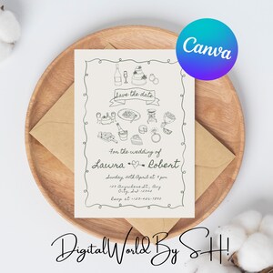 Hand Drawn Save The Date Invitation Template Scribble Wedding Save Our Date Invitation Hand Written Wedding Editable Template