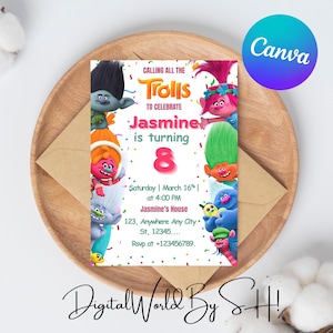 Editable Trolls Invitation,Trolls Birthday Invite,Trolls Craziest Party Birthday Invitation,Digital Trolls Party Editable Template Trolls