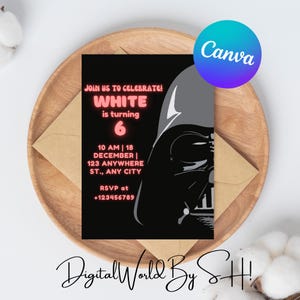 Printable birthday invite, Editable invitation, instant Download, wars invitation, Star invite, wars invitation, darth vader birthday party