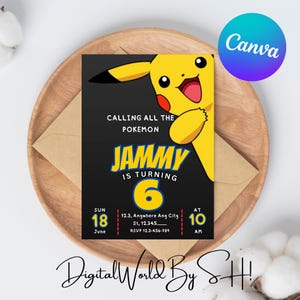 Pikachu Birthday Invitation, Pokemone Birthday Invitation, Printable Birthday Invitation,Template Printable Party Invitation for kids