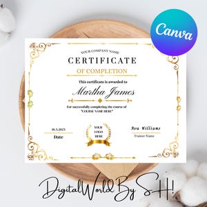 Editable Certificate Of Completion, Canva Template, Printable Course Completion Certificate, Beauty Award, DIY Artist Training Certificate
